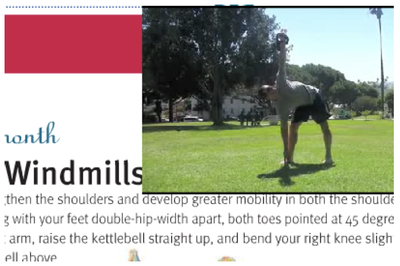 Expert Trainer Mychael Shannon demonstrates proper form and technique for kettlebell windmills. 