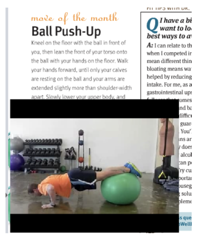Expert Trainer Mychael Shannon demonstrates proper form and technique for swiss ball push ups.